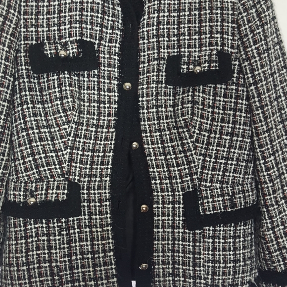 WHBM Tweed Jacket Blazer SZ 6 Black Red - Picture 2 of 4